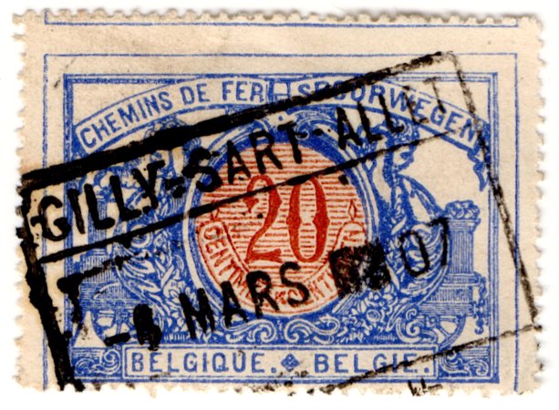 (I.B) Belgium Railways : Parcels 20c (Gilly-Sart-Allet 1907)