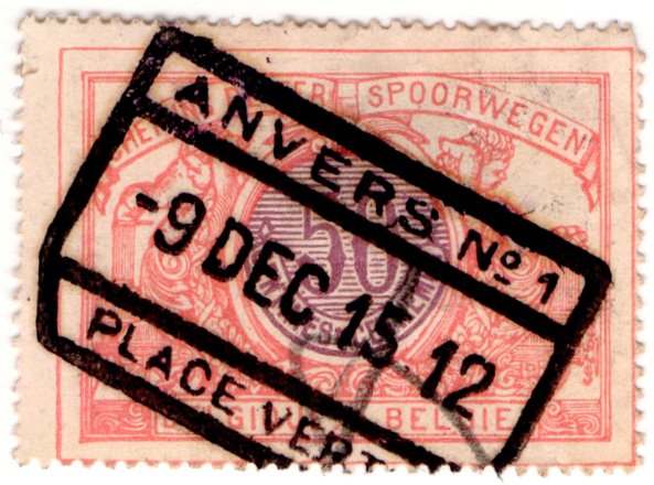 (I.B) Belgium Railways : Parcels 50c (Anvers 1912)