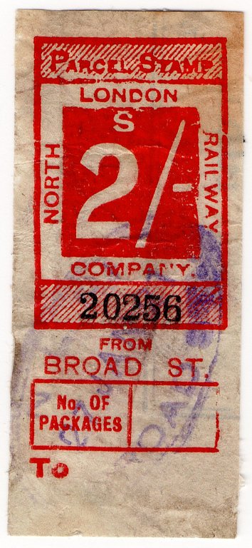 (I.B) North London Railway : Parcel 2/- (Broad Street)