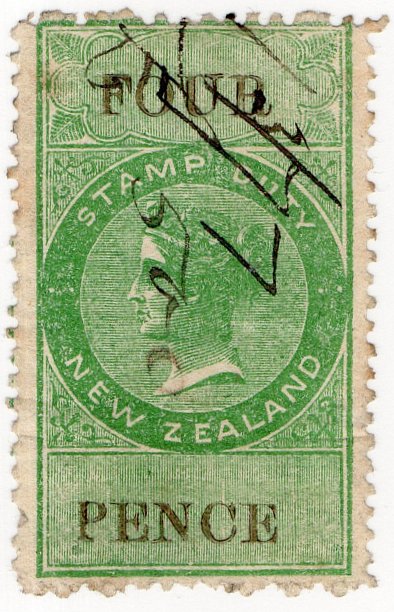 (I.B) New Zealand Revenue : Stamp Duty 4d (reversed watermark)
