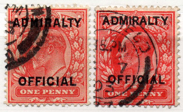 (I.B) Edward VII Postal : Admiralty Official Overprints (both settings)