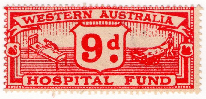 (I.B) Australia - Western Australia Revenue : Hospital Fund 9d (inverted wmk)
