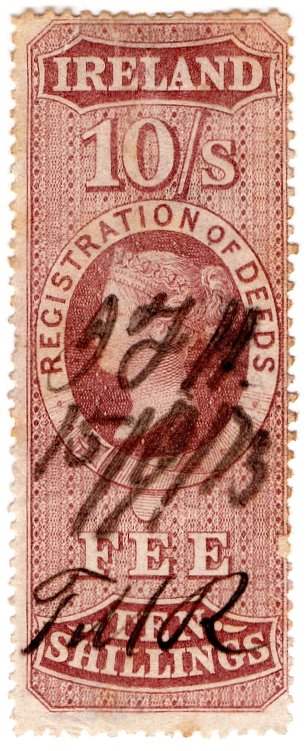 (I.B) QV Revenue : Ireland Registration of Deeds 10/- (1872)