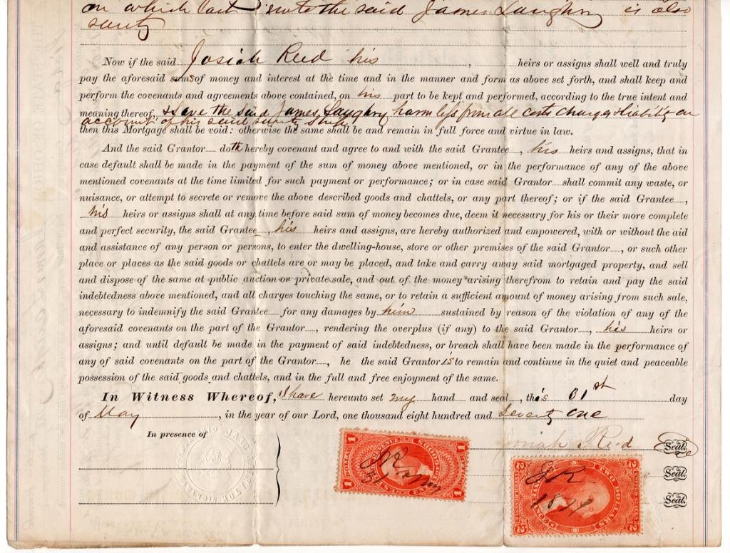 (I.B) US Revenue : Mortgage Deed (Ohio 1871) complete document