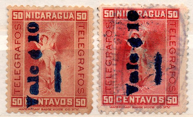 (I.B) Nicaragua Telegraphs : Overprint Collection (1905)