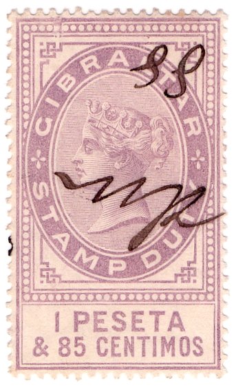 (I.B) Gibraltar Revenue : Duty Stamp 1P 85c