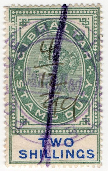 (I.B) Gibraltar Revenue : Duty Stamp 2/-