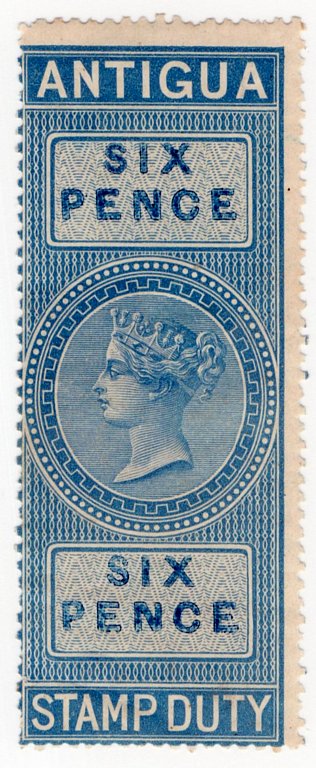 (I.B) Antigua Revenue : Duty Stamp 6d