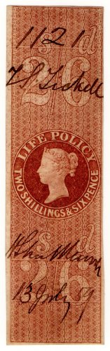 (I.B) QV Revenue : Life Policy 2/6d (1854)