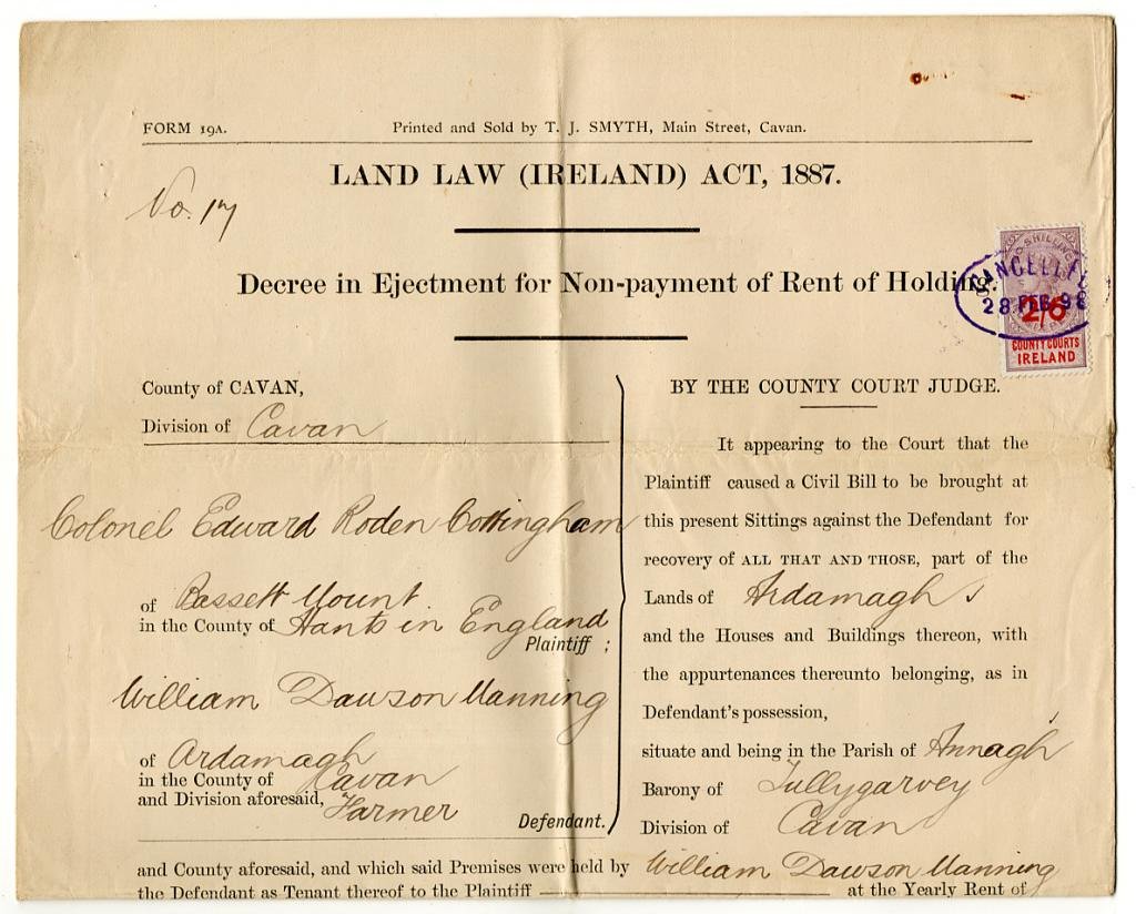 (I.B) QV Revenue : County Courts Ireland 2/6d (complete document)