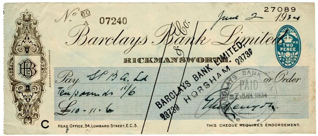 (I.B) George V Revenue : Impressed Cheque Duty 2d (Rickmansworth)
