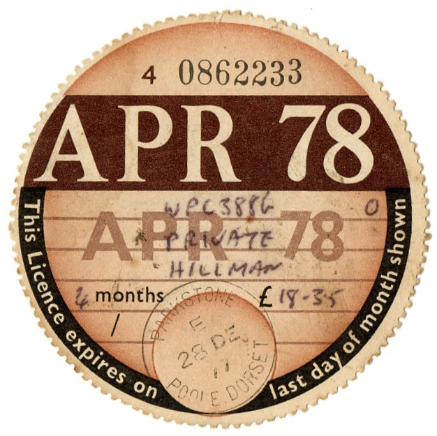 (I.B) GB Revenue : Car Tax Disc (Hillman 1978)