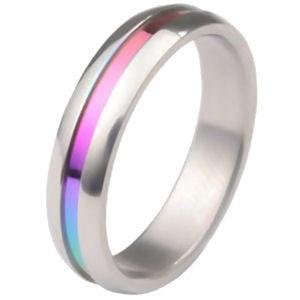 Gay Pride Rainbow Anodized Stainless Steel Ring Lesbian