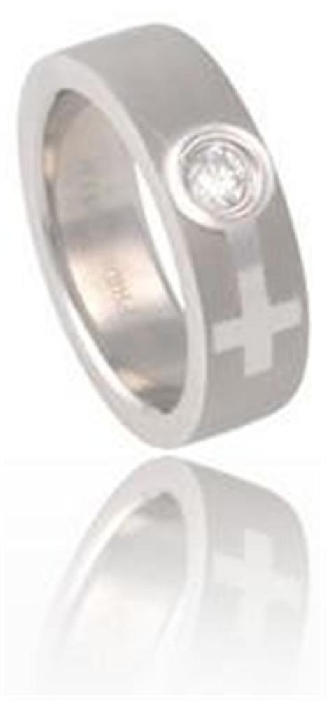Satin Finish Female Venus Symbol CZ Steel Ring