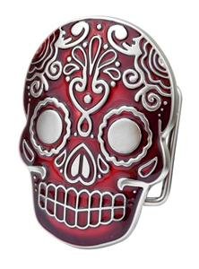 Belt Buckle Sugar Skull Red Mexican Katrina Dia De Muertos Day of the Dead