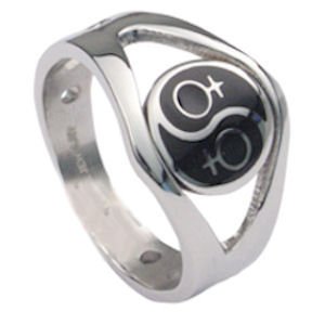 Lesbian Yin Yang Ring Double Female Stainless Steel