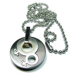 Lesbian 3 Toned Double Female Pendant Stainless Steel and Titanium