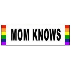 "MOM KNOWS" Gay Pride Rainbow Bumper Sticker 3 x 10 inch