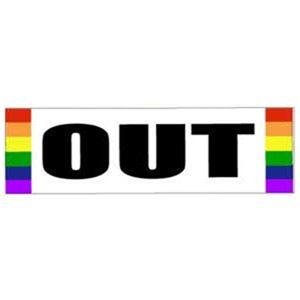 "OUT" Gay Pride Rainbow Bumper Sticker 3 x 10 inch