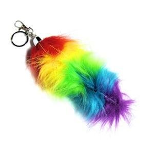 Gay Pride 6 Inch Fox Tail Faux Fur for Key Chain Belt Clip Hair Clip Rainbow