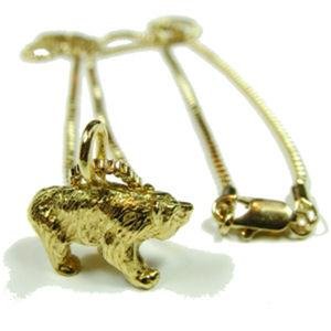 Gay Mens 3D Bear 24K Gold Plate Pendant Chain