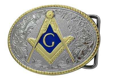 Masonic Belt Buckle Compass G Masons Freemason Polished Silver & Gold