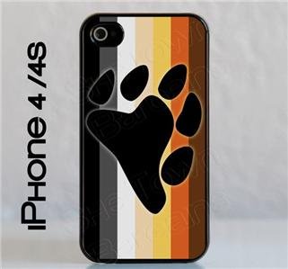 iPhone 4 / 4S Slim Hard Cell Phone Case Gay Bear Pride Flag w Bear Paw Slim Fit