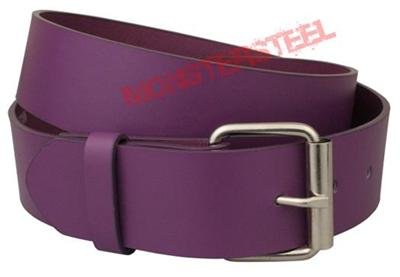 Purple Leather Belt Snap On Buckle 1.5 Inch Wide