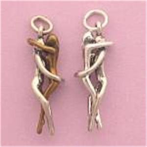 Silver & Bronze OR All Silver Woman / Woman Embrace PENDANT Lesbian