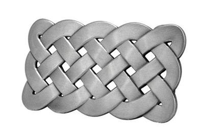 Belt Buckle Celtic Knot Weave Mesh Irish Silver Brushed Metal Medieval