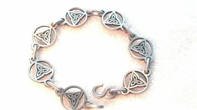 Celtic Triquetra Trinity Knot Pewter Link Bracelet 8 Inch Christian Irish Pagan