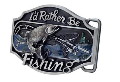 I'd Rather Be Fishing Belt Buckle Bass Sport Fisherman Western