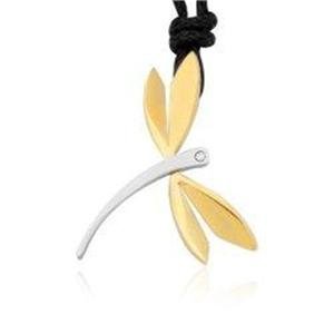 Ziovani Lucky Dragonfly Pendant Stainless Steel With Cord Necklace