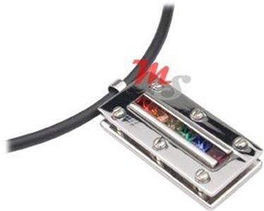 Gay Pride Rainbow Gem 3-D Channel Pendant Stainless