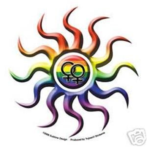 Lesbian Rainbow Sun Bumper Sticker Gay Pride