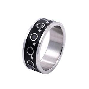 Mens Stainless Steel and Enamel Ring Mars Gay Pride