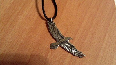 Soaring Raven Pendant With Cord 0.925 Sterling Silver Men's