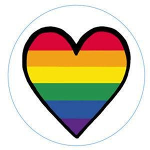 Large Gay Pride Rainbow Heart Metal Button Pin Lesbian