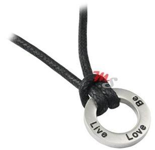 Live Love Be Pendant and Cord Necklace Stainless Steel