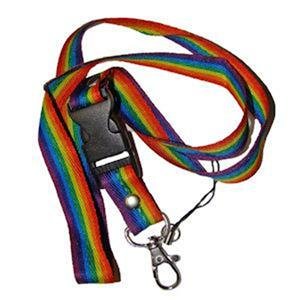 Gay Pride Rainbow Woven Ribbon Lanyard Keychain