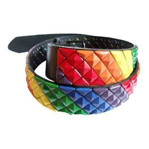 Gay Pride Rainbow Stud Belt 1.5 Inch Wide