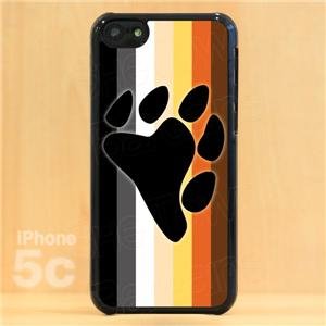 iPhone 5c Slim Hard Cell Phone Case Gay Bear Pride Flag w Bear Paw Slim Fit