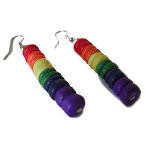 Gay Pride Rainbow Coco Bead Hook Earrings Lesbian