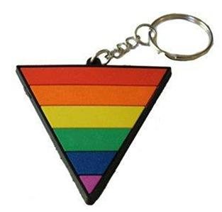 Gay Pride Rainbow Triangle Rubber Keychain Key Chain