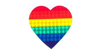 Gay Pride HOLO Rainbow Heart Sticker 3" x 3" Holographic Reflective