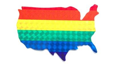 Gay Pride HOLO Rainbow America USA Sticker 4" x 3" Holographic Reflect