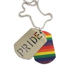 Steel Pride Rainbow Double Dog Tag Chain Lesbian Gay