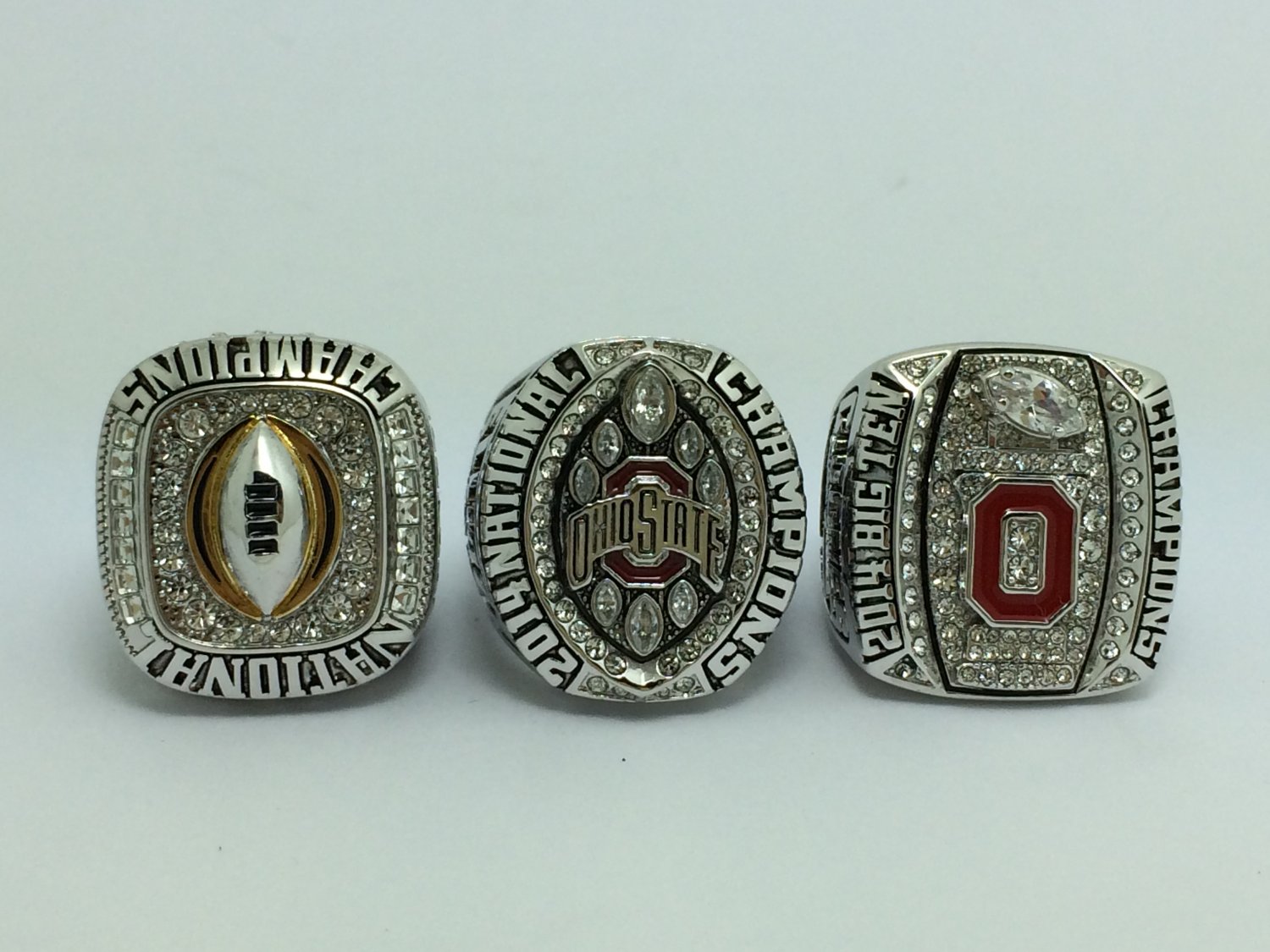One Set 3PCS 2014-2015 Ohio State Buckeyes College Championship Ring 8-14 Size
