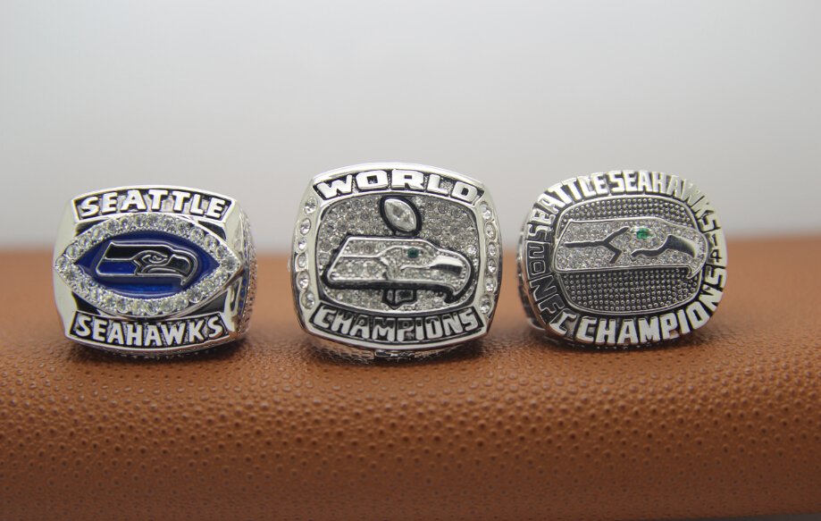 One set 3 pcs 2005 2013 2014 Seattle Seahawks super bowl championship ring size 11 solid