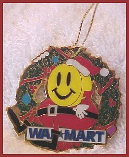 Walmart Santa Smiley In Christmas Wreath Ornament